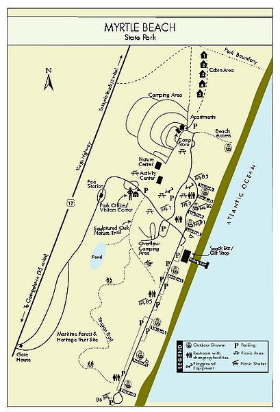 PDF Map of Myrtle Beach State Park along SC Grand Strand